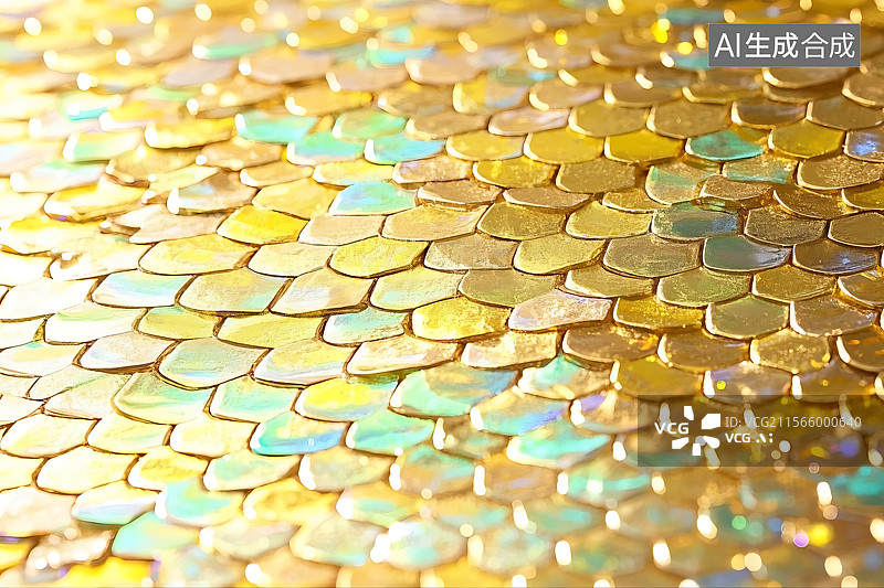 【AI数字艺术】闪耀金色鳞片纹理图片素材