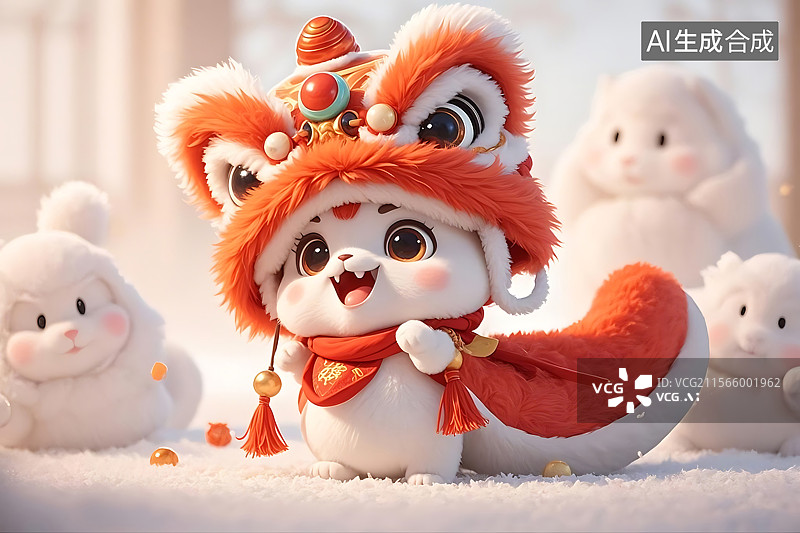 【AI数字艺术】萌宠新年贺卡图片素材
