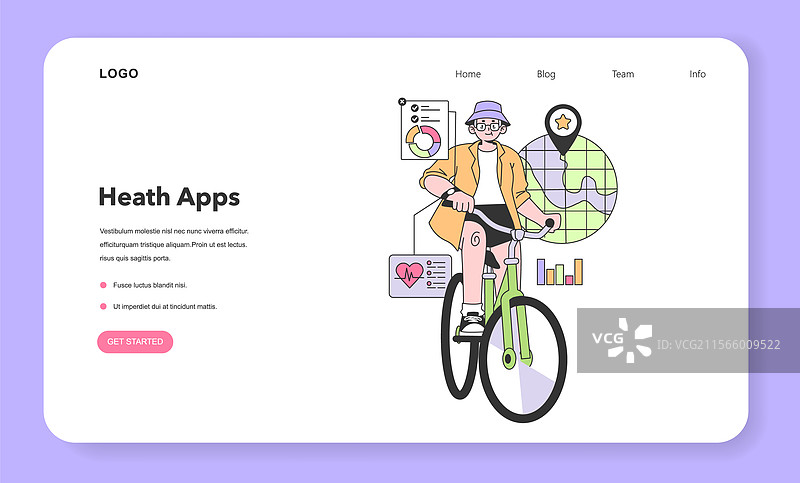 健康追踪智能手表网页横幅或着陆页图片素材