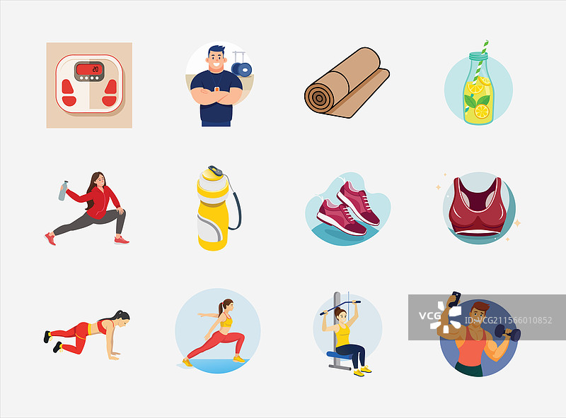 健身图标包 健身锻炼 运动图片素材