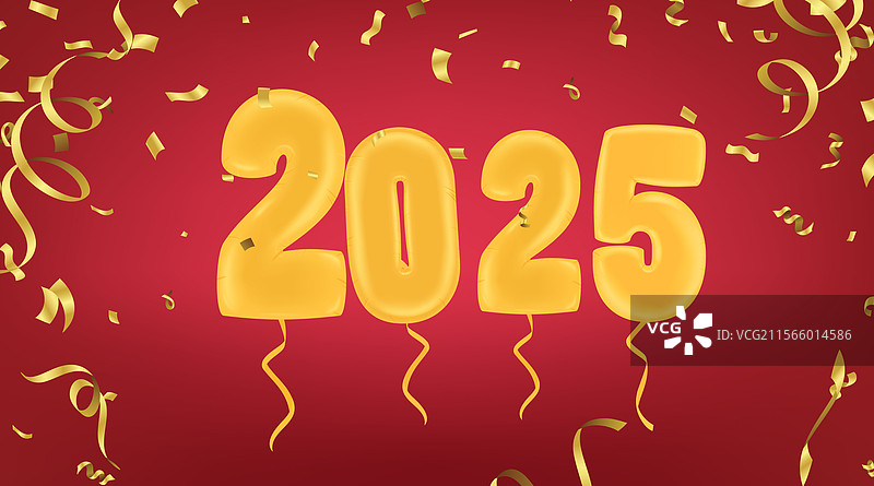 2025年中国新年横幅，背景为红色图片素材