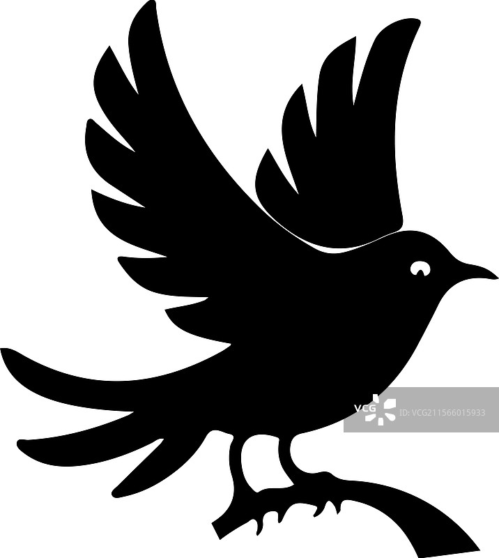 鸟栖息在树枝上的剪影图片素材