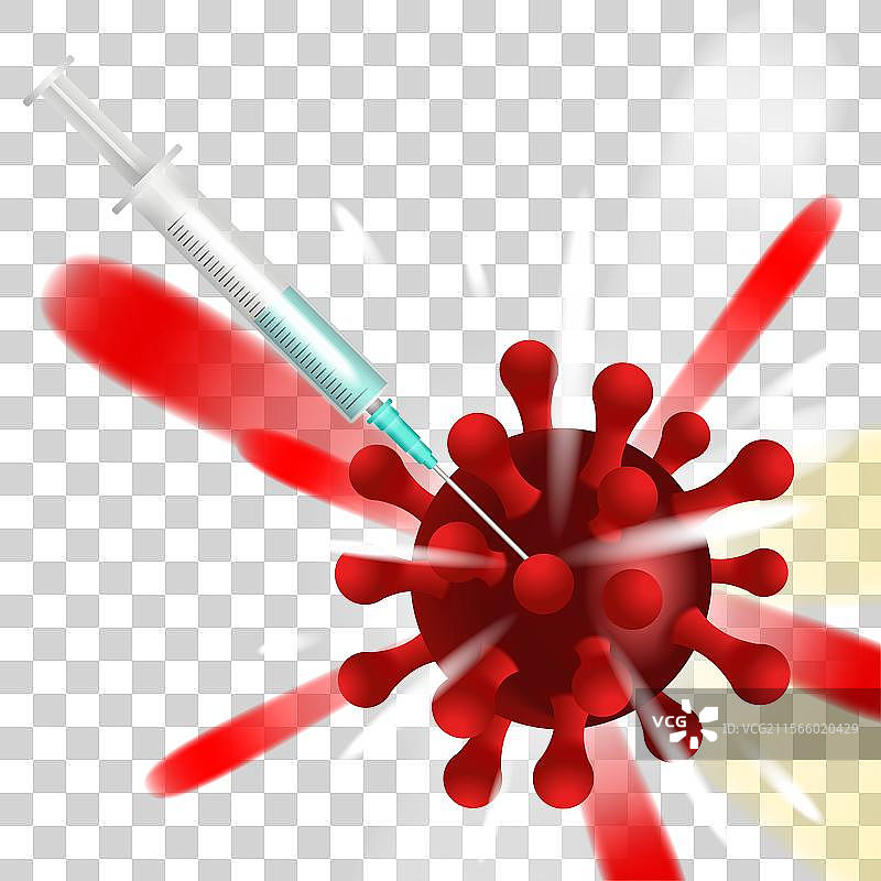 新冠疫苗接种 - 3D注射器与病毒图片素材