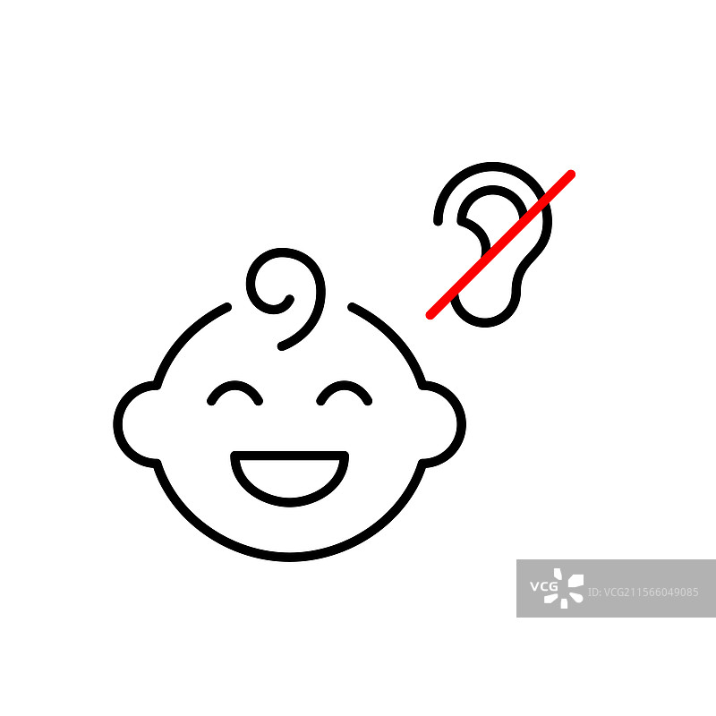 微笑的男婴和无耳符号的安静托儿所图片素材