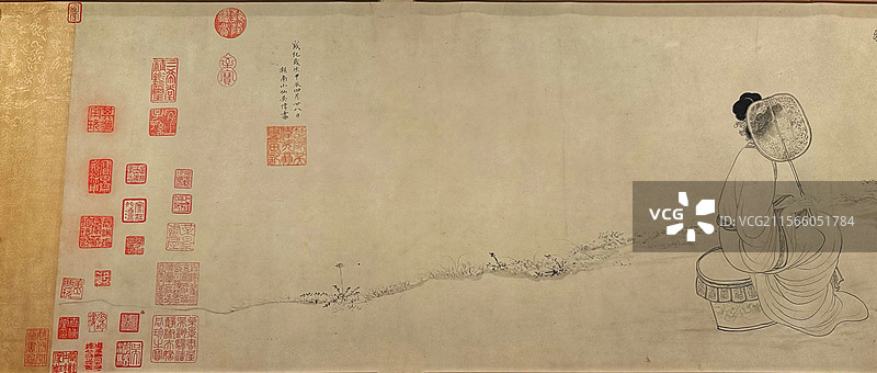 上海博物馆东馆藏文物（明代吴伟真迹）—《铁笛图》/游丝描侍女/帝王题跋考据—长三角文博数字化图片素材