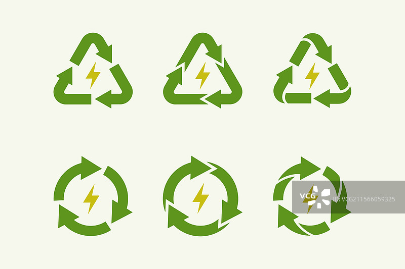 绿色回收标志描绘可持续能源图片素材