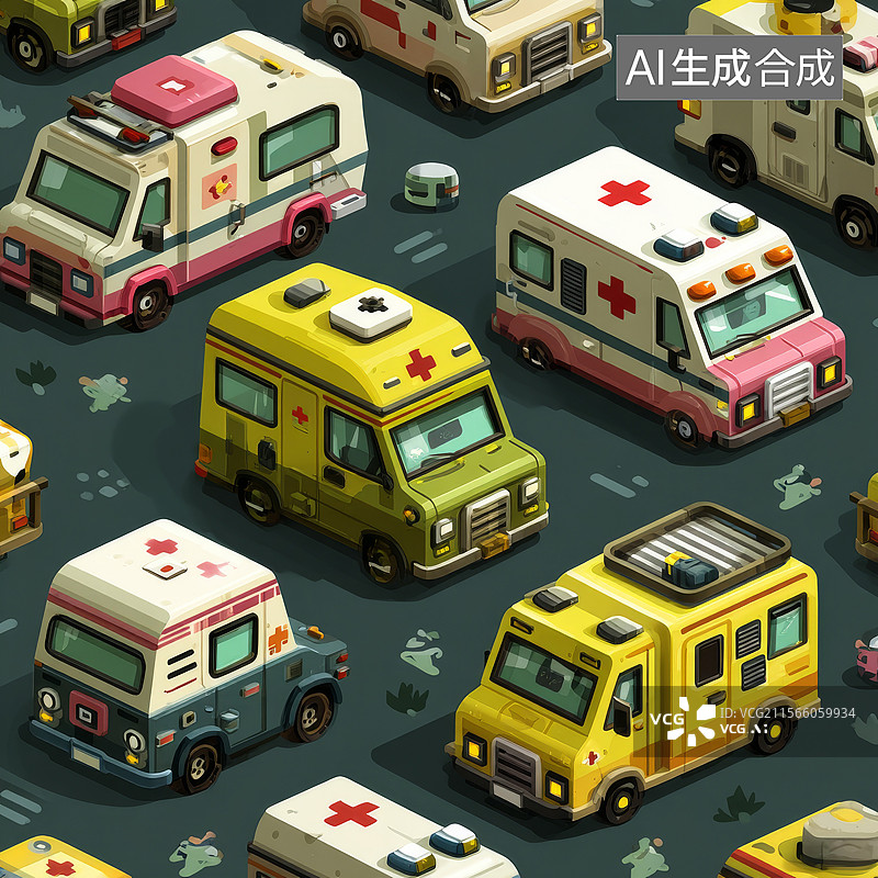 【AI数字艺术】各种救护车的矢量图图片素材