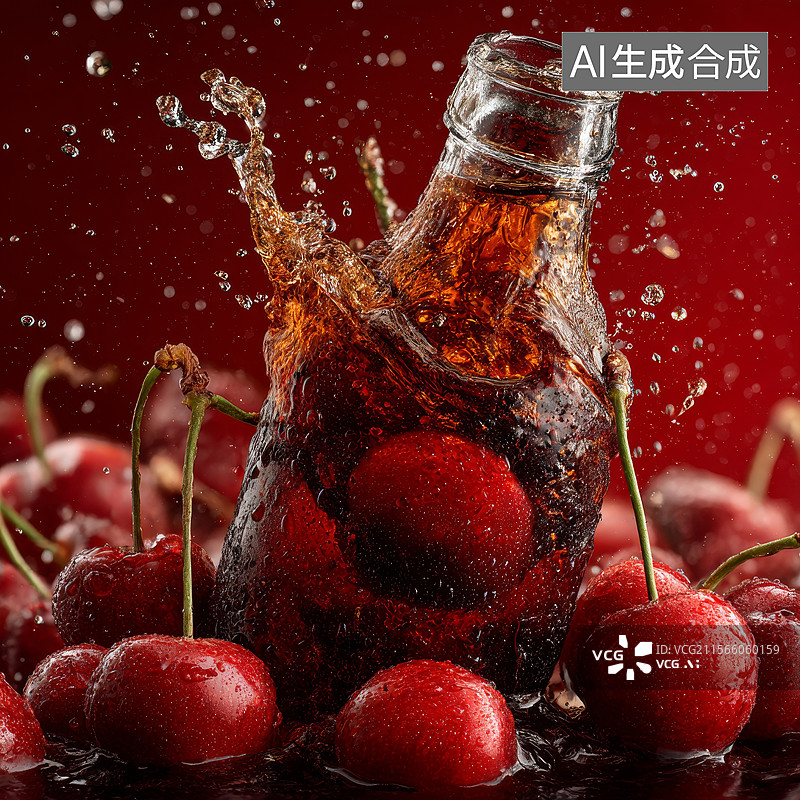 【AI数字艺术】可乐与樱桃的激情碰撞图片素材