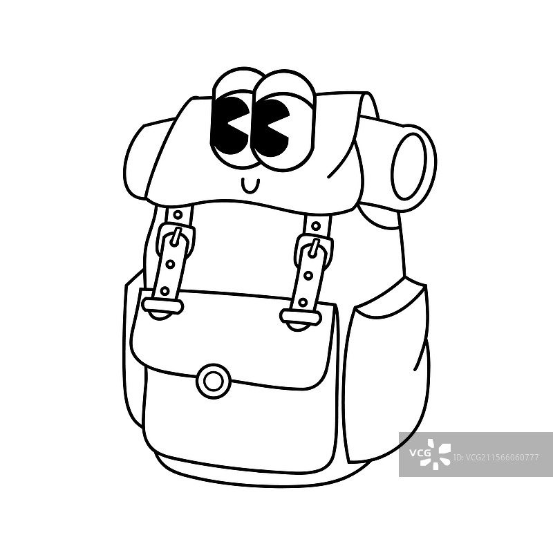 可爱的角色背包贴纸轮廓涂鸦图片素材