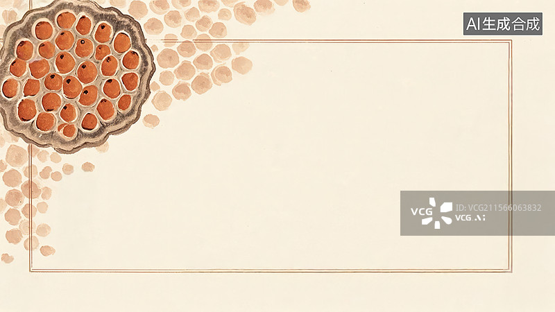 【AI数字艺术】水墨画左上1橙色圆形图案装饰边框图片素材
