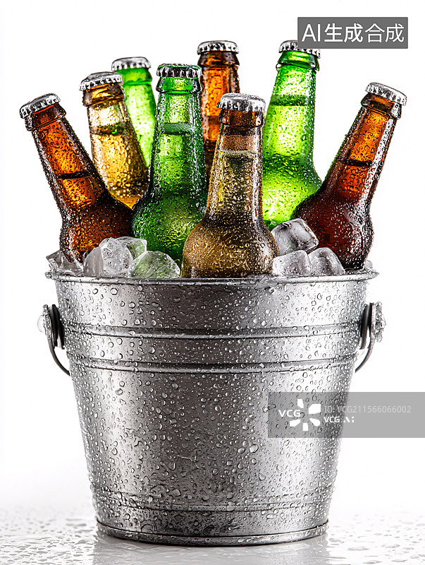 【AI数字艺术】冰桶里的啤酒图片素材