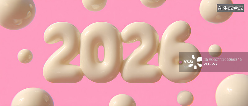【AI数字艺术】奶油质感2026新年图片素材