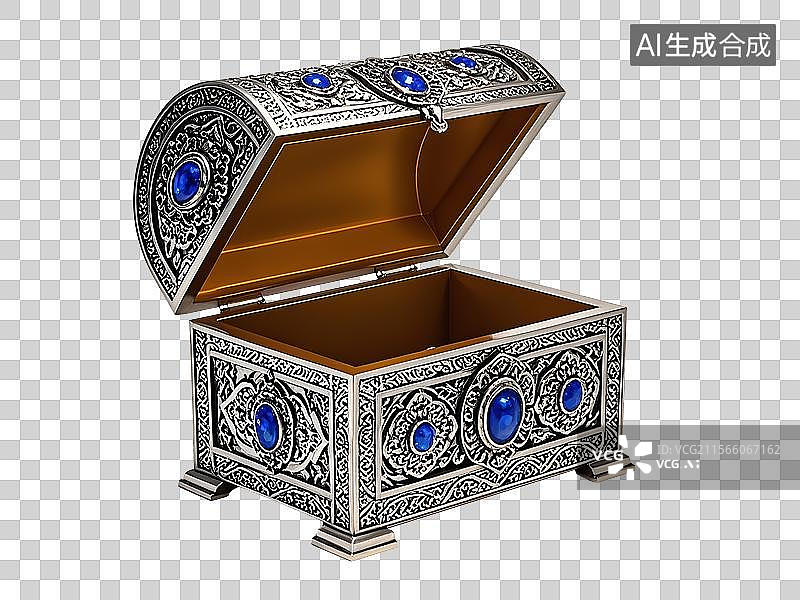 【AI数字艺术】打开状态的欧洲古典风格宝藏箱图片素材