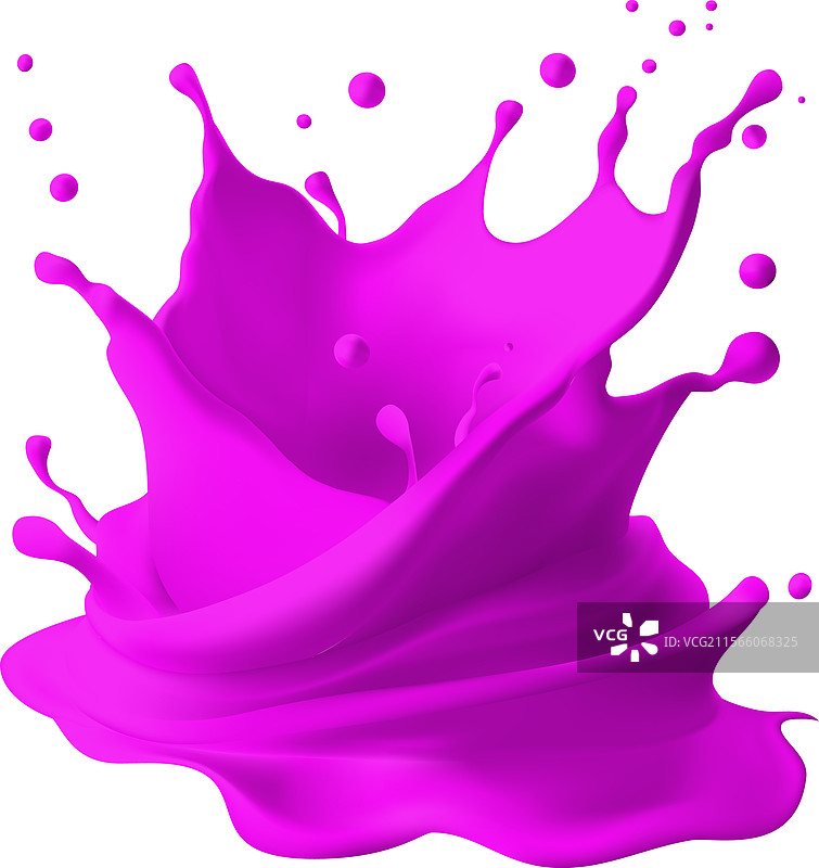 粉色油漆飞溅，孤立在白色背景上图片素材