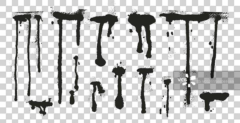 黑色液体滴落和溅洒的脏污效果图片素材