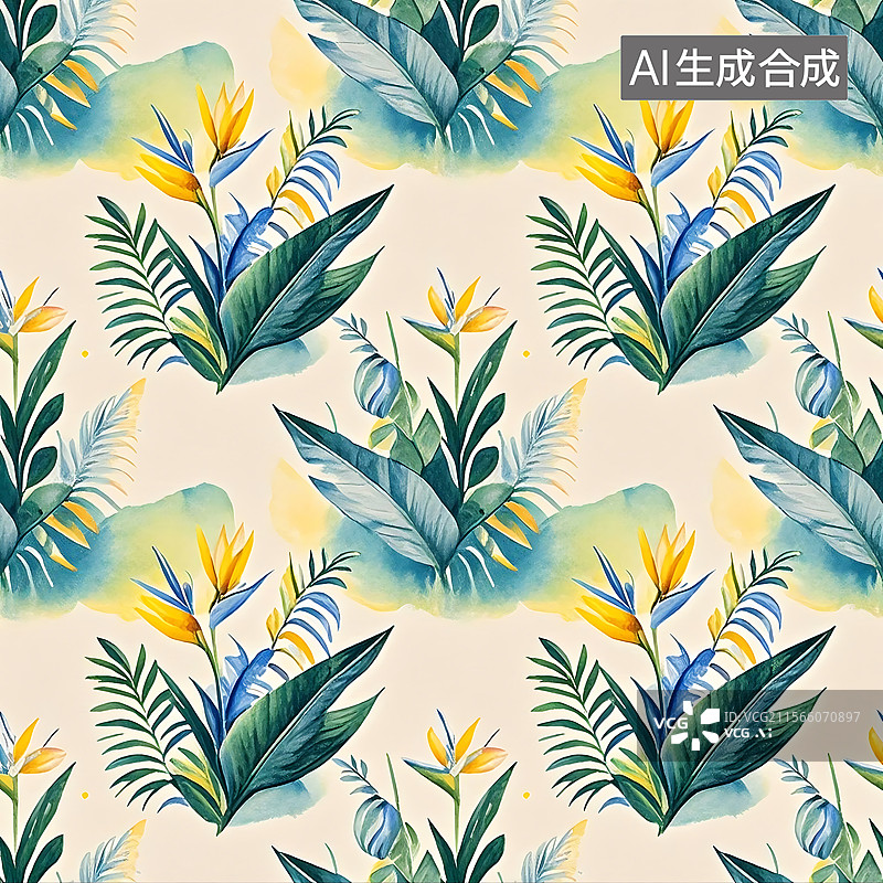 【AI数字艺术】无缝拼接四方连续图清新复古风格印花图案图片素材