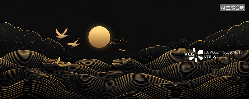 【AI数字艺术】夜空下的航行图片素材