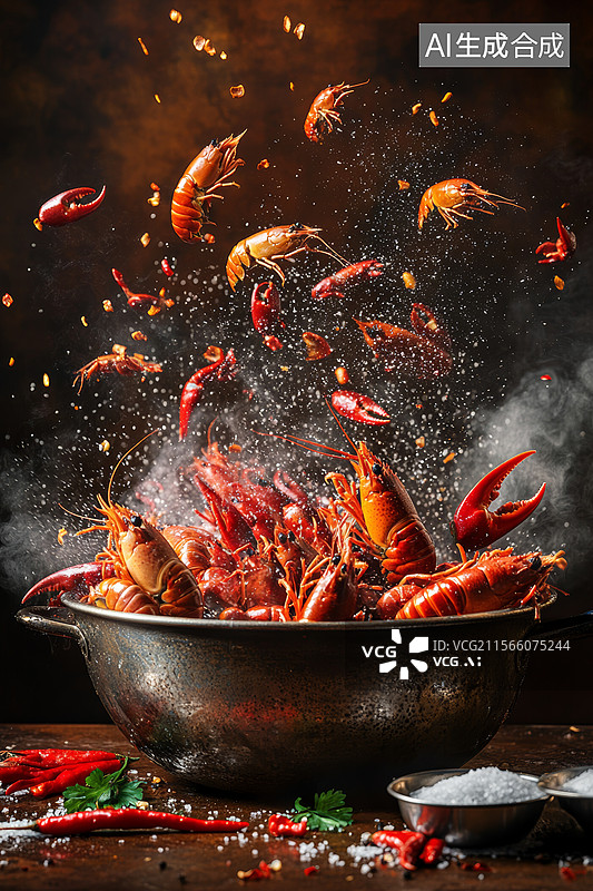 【AI数字艺术】麻辣小龙虾盛宴图片素材