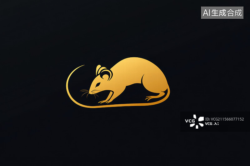 【AI数字艺术】金色鼠年生肖标志图片素材