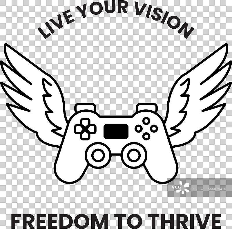 带翅膀的视频游戏手柄图片素材