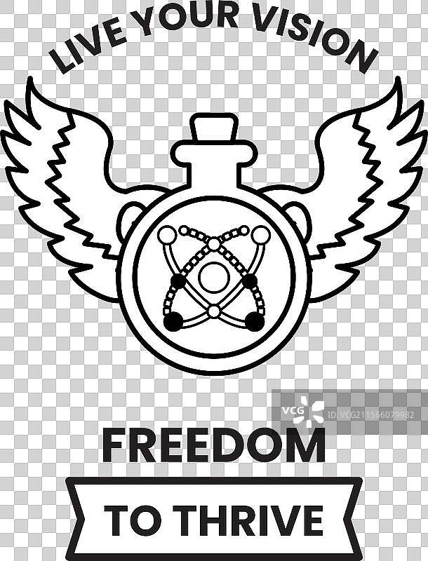 软木瓶和翅膀，字样为“活出你的愿景”图片素材