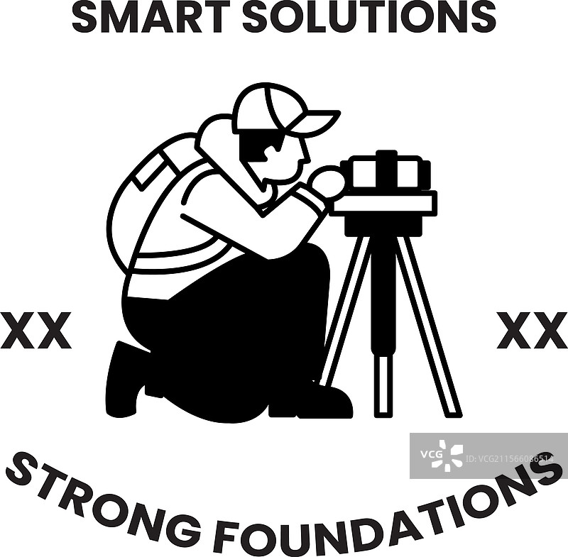 一个男人跪下来，手里拿着相机和三脚架。图片素材