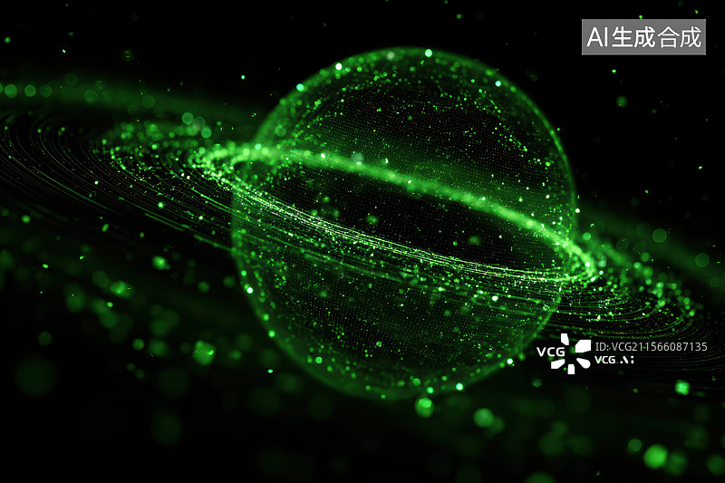 【AI数字艺术】互联网科技主题海报——绿色数字地球图片素材