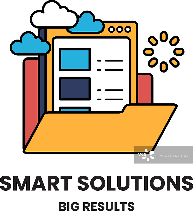 一个带有云朵和太阳的文件夹图片素材