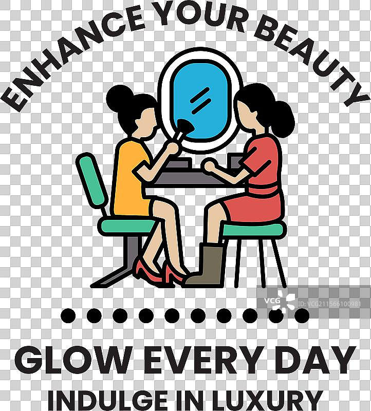 两位女性正在美容院化妆图片素材