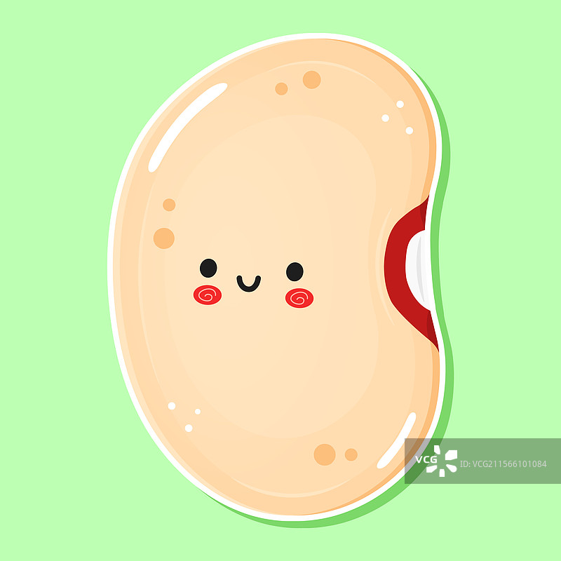 一个可爱的豆子卡通形象，带着甜美的微笑图片素材