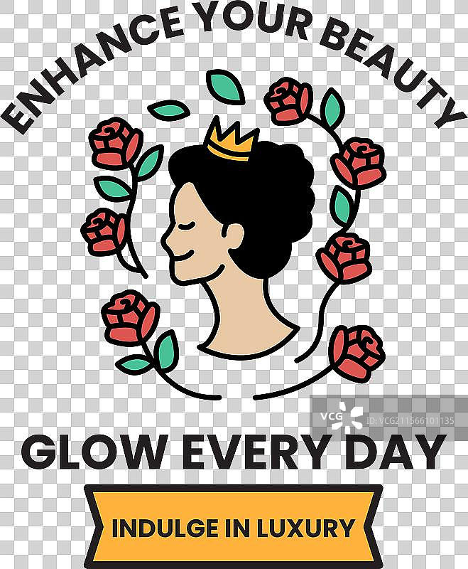 一个头戴王冠和玫瑰的女人图片素材