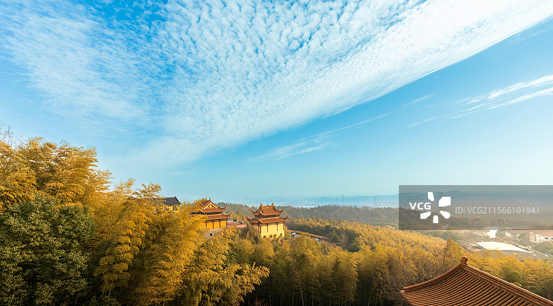 南京·牛首山·竹林中的宏觉禅寺图片素材