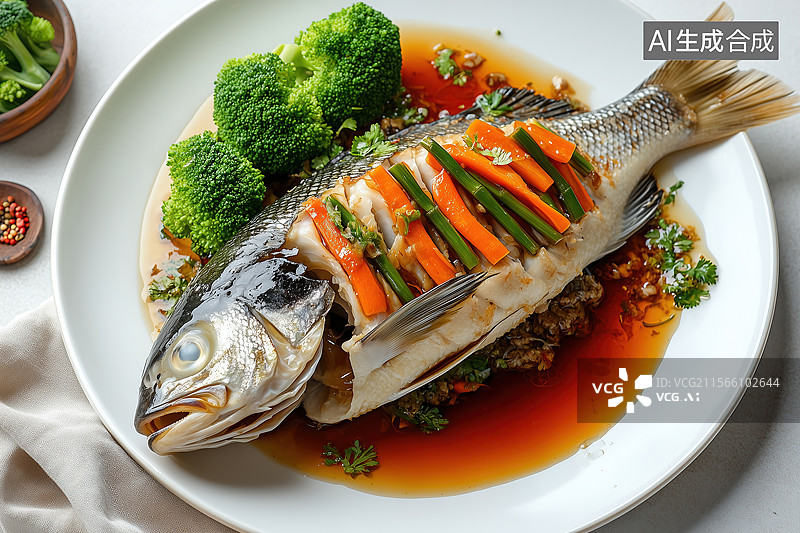 【AI数字艺术】清蒸鱼菜肴图片素材