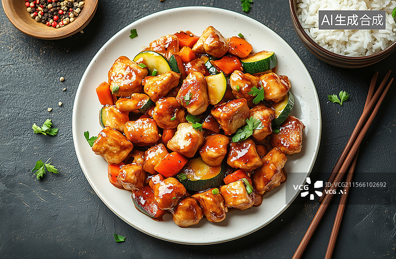 【AI数字艺术】宫保鸡丁炒菜图片素材