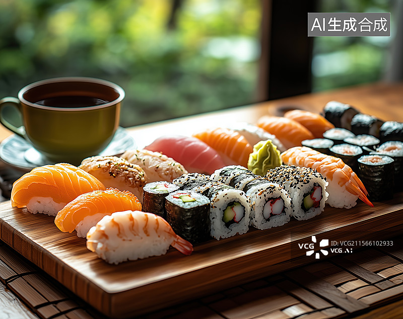 【AI数字艺术】美味寿司卷特写图片素材