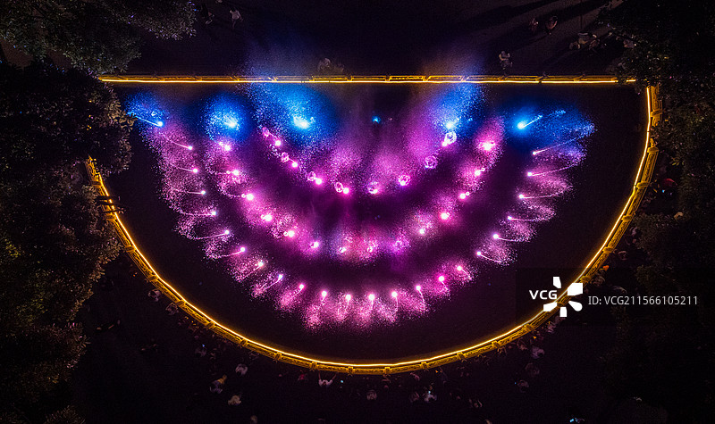 航拍城市音乐喷泉图形图案图片素材