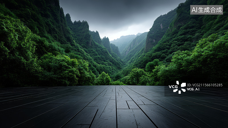 【AI数字艺术】自然风景与广场平台地面背景图片素材