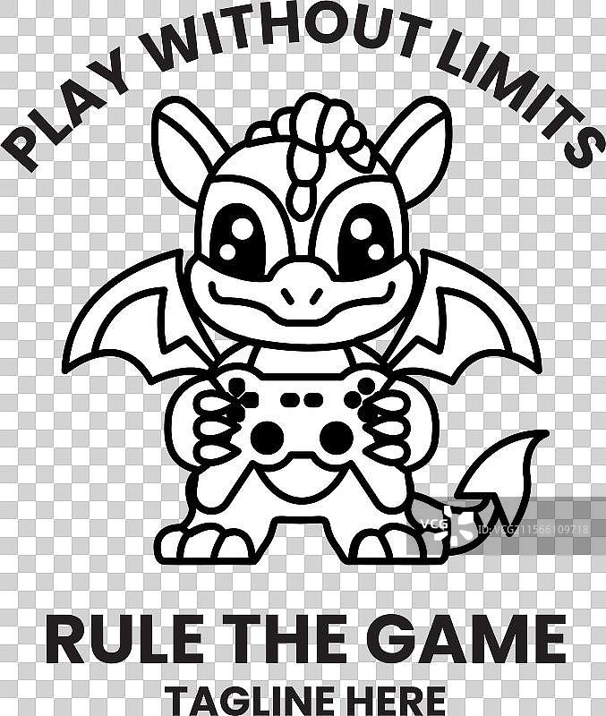 一幅黑白画的龙握着一个图片素材