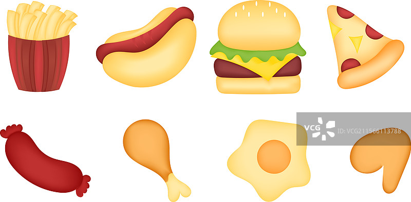 手绘快餐网格版本图片素材