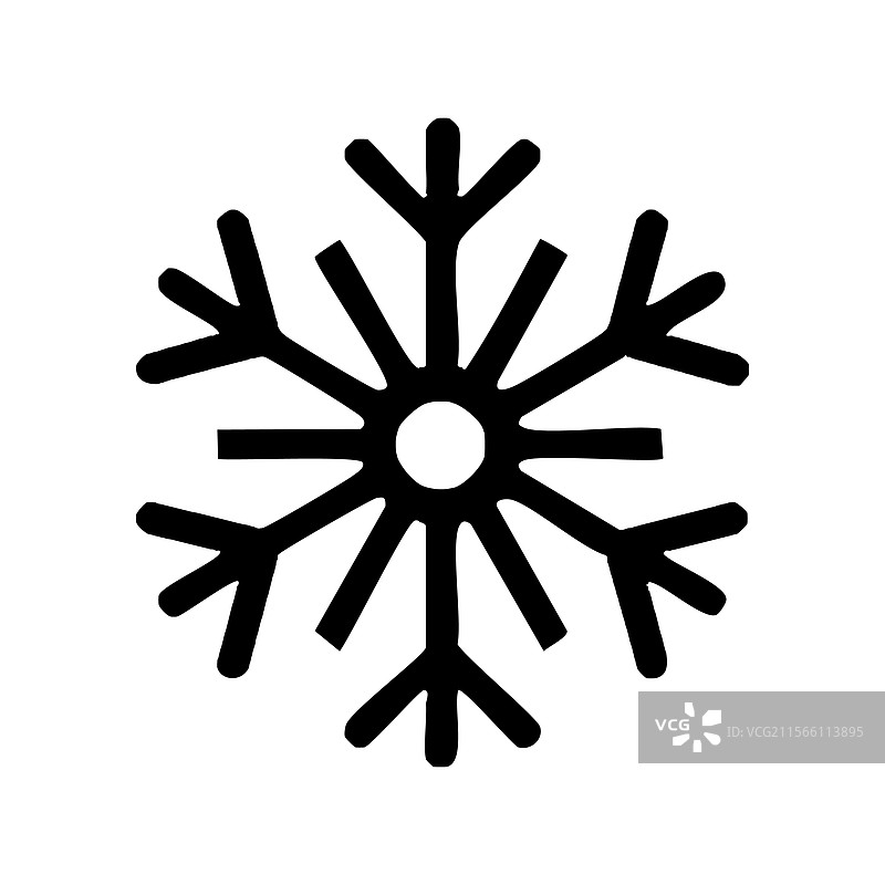 黑色雪花图标，孤立的雪花标志图片素材