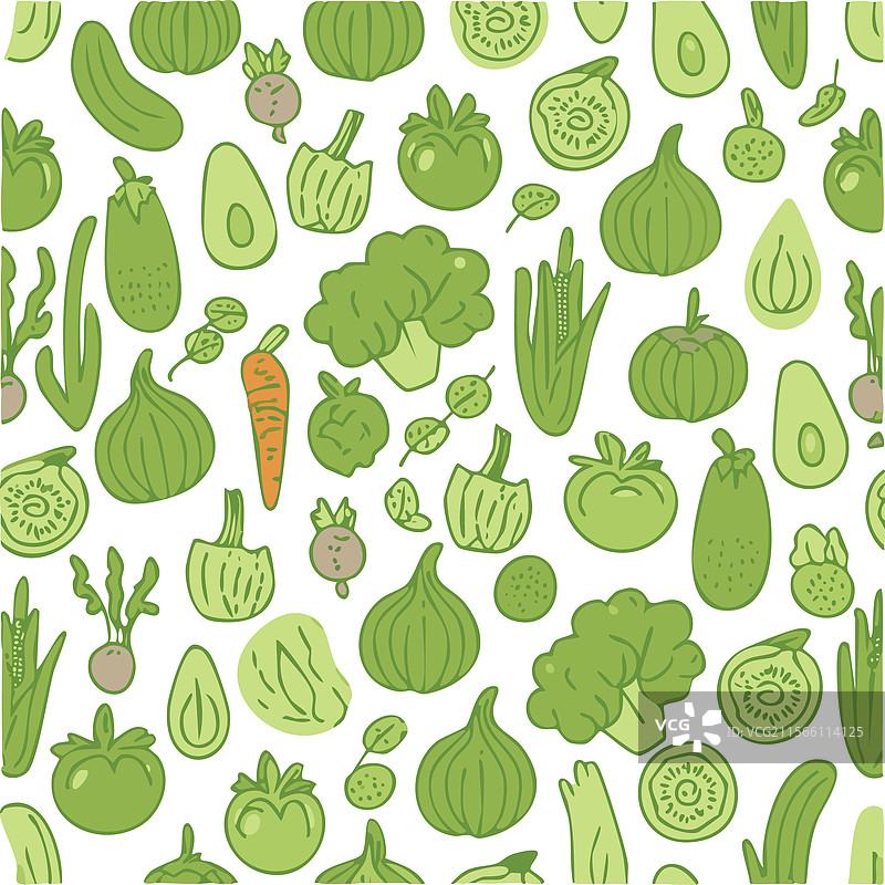 无缝蔬菜图案，包含黄瓜和辣椒图片素材
