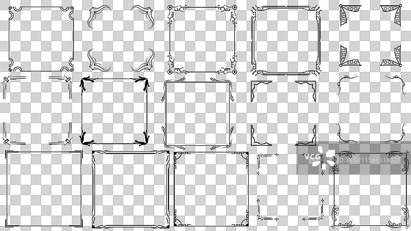 黑色简单框架集合涂鸦方形图片素材