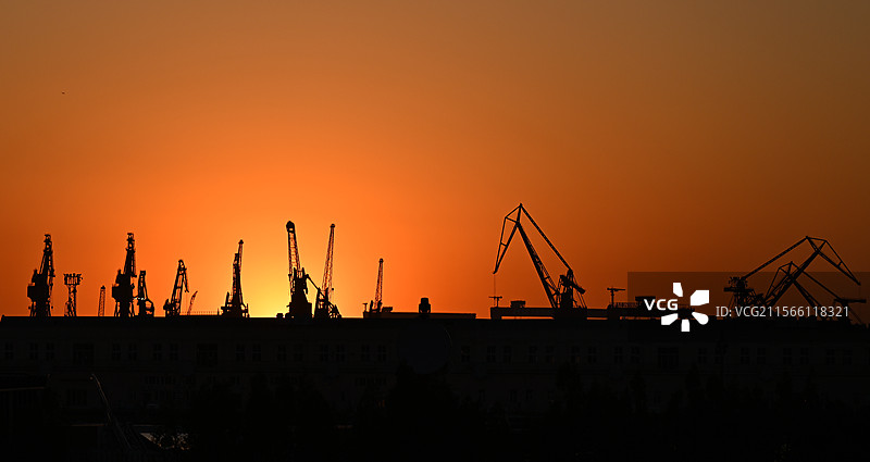 码头夕阳图片素材