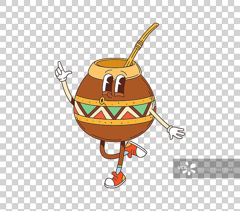 可爱的马黛茶饮品角色，风格独特。图片素材