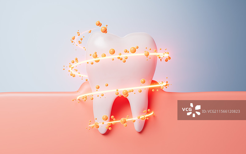 白色牙齿与口腔健康三维渲染图片素材