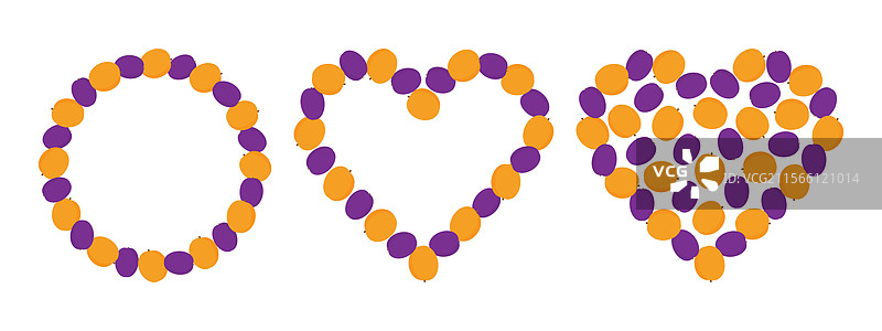 李子和杏子填充并勾勒出心形轮廓图片素材