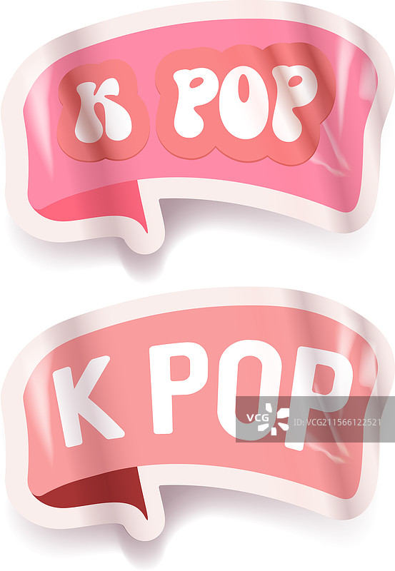 K-pop 粉色徽章 粉色贴纸 置于白色背景上图片素材
