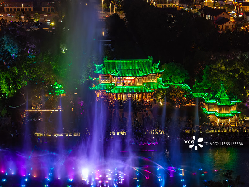 江苏扬州瘦西湖各景点航拍图片素材