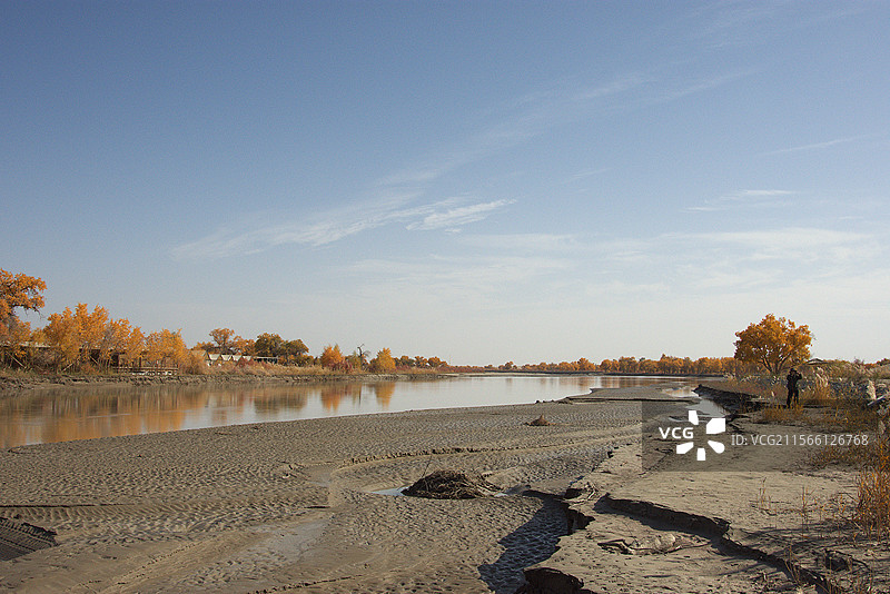 新疆罗布人村寨，塔里木河图片素材