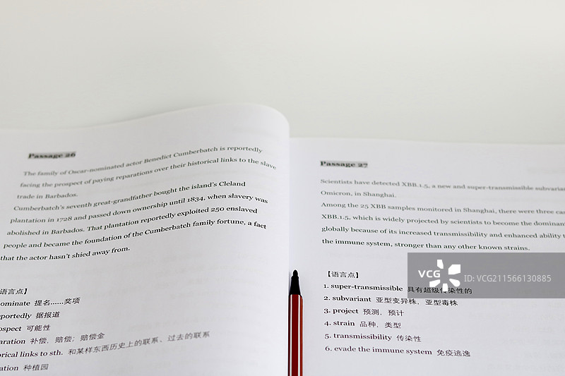 学习翻开的英语文章图片素材